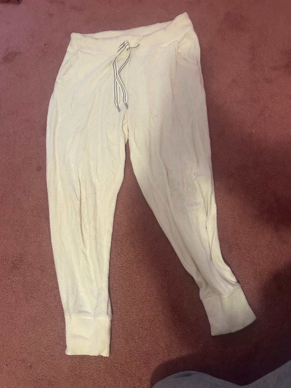 aerie Cream Cozy Knit Drawstring Joggers